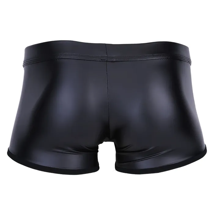 EVEs SECRETS Male Sex Toys Sexy Mens Wetlook PU Leather Underwear ORing Hollow Out Hot Boxers