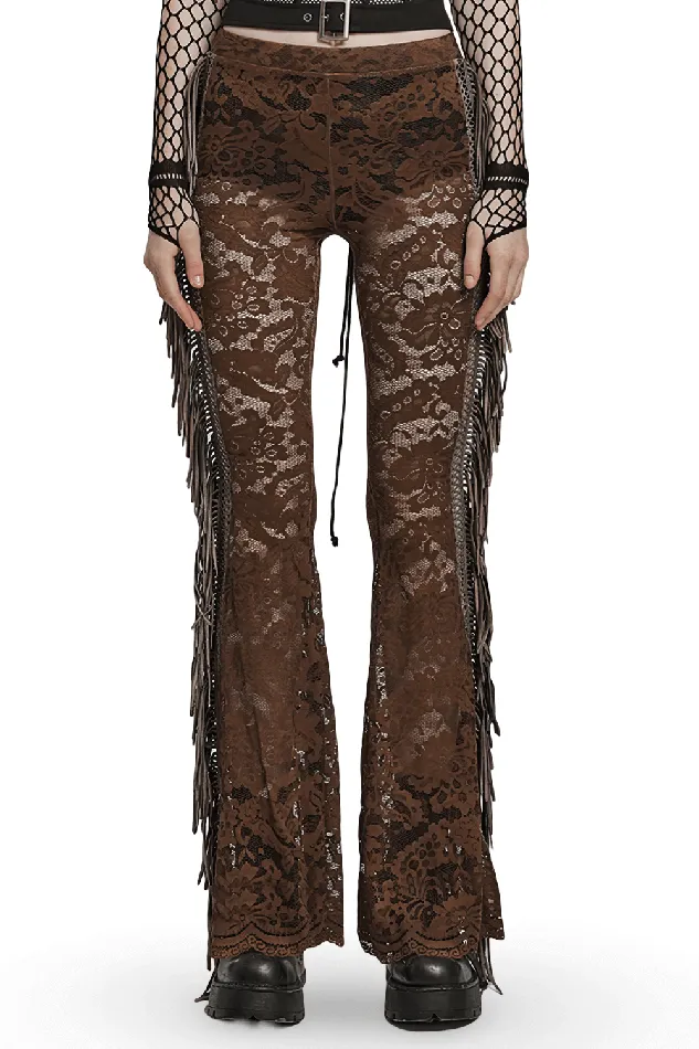EVEs SECRETS Stylish Brown Fringe Lace Pants with a Gothic Twist Female Sex Toys EVEs SECRETS Stylish Brown Fringe Lace Pants with a Gothic Twist Female Sex Toys