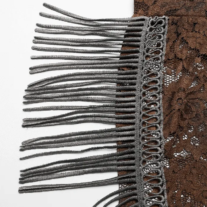 EVEs SECRETS Stylish Brown Fringe Lace Pants with a Gothic Twist Female Sex Toys