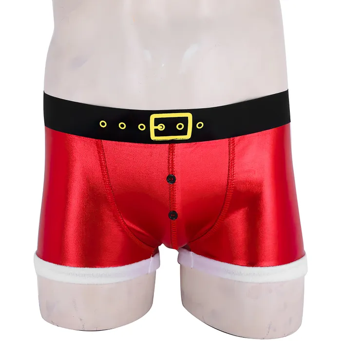 EVEs SECRETS Vibrators Mens Santa Claus Tight Boxer Shorts Christmas Cosplay Red Underwear Costume