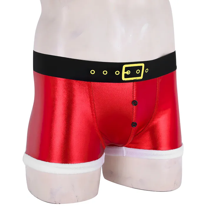 EVEs SECRETS Vibrators Mens Santa Claus Tight Boxer Shorts Christmas Cosplay Red Underwear Costume
