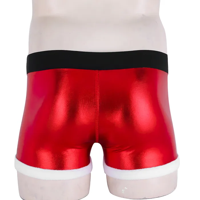 EVEs SECRETS Vibrators Mens Santa Claus Tight Boxer Shorts Christmas Cosplay Red Underwear Costume