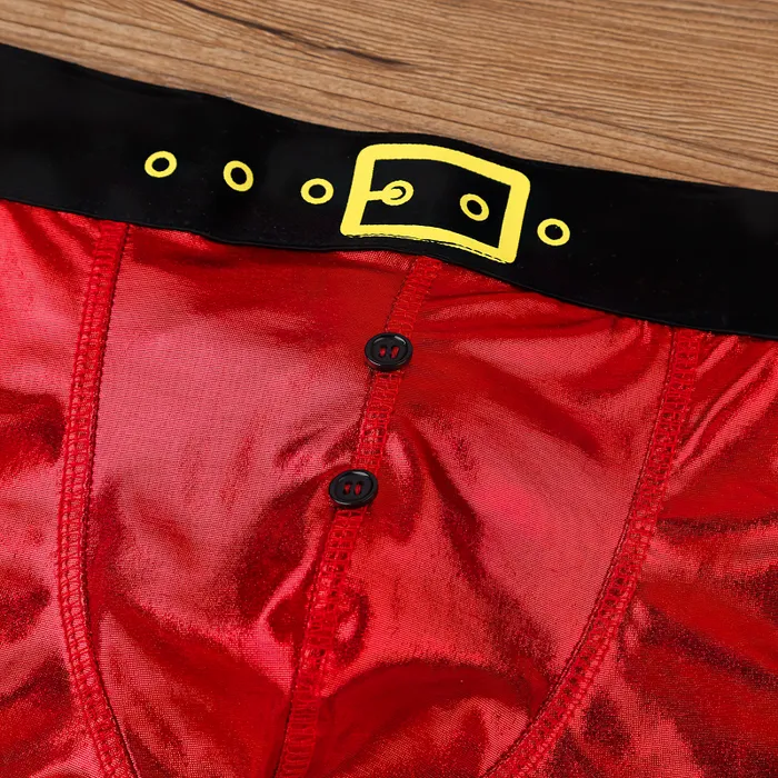 EVEs SECRETS Vibrators Mens Santa Claus Tight Boxer Shorts Christmas Cosplay Red Underwear Costume