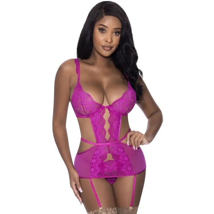 Exposed Lingerie Anal Cutout Dress and GString Set SmallMedium Raspberry