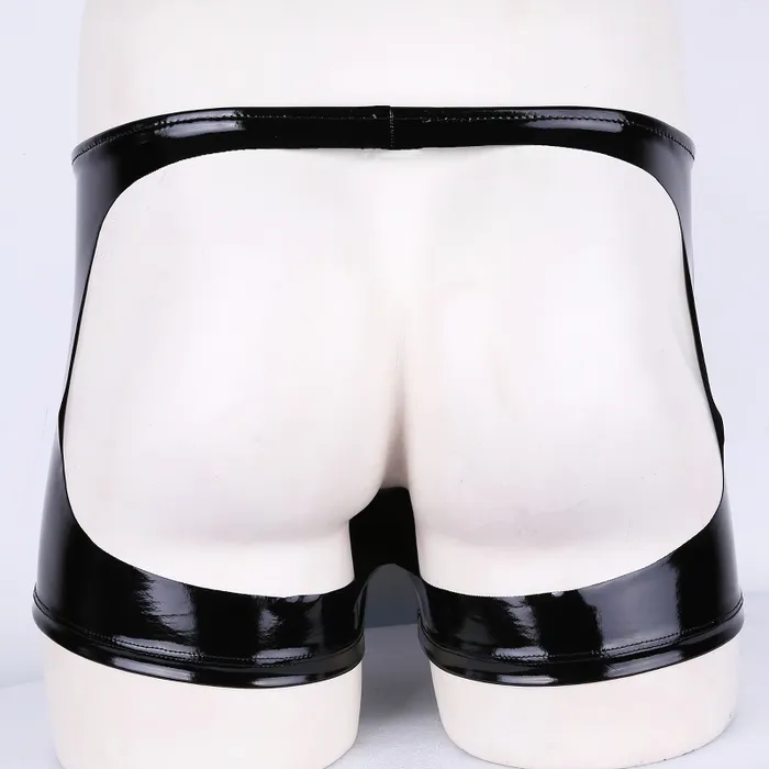 Female Sex Toys EVEs SECRETS Mens Shiny Metallic Zipper Panties Bulge Pouch Open Butt Boxer Underwear Shorts