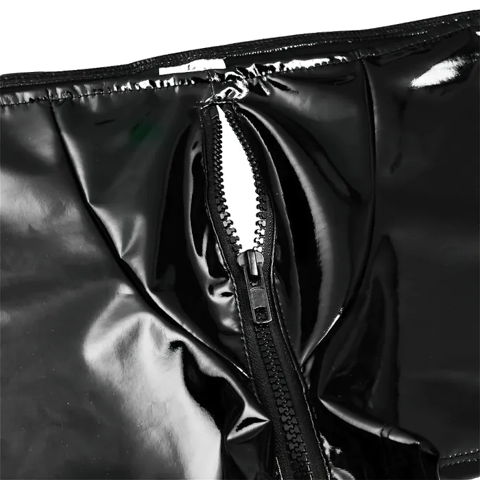 Female Sex Toys EVEs SECRETS Mens Shiny Metallic Zipper Panties Bulge Pouch Open Butt Boxer Underwear Shorts