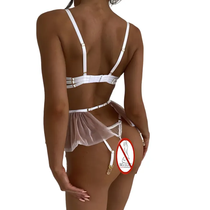 Female Sex Toys EVEs SECRETS Womens Luxury Lace and Ruffled Set 3Piece Erotic Lingerie of Sexy Bra panty Garter Belt