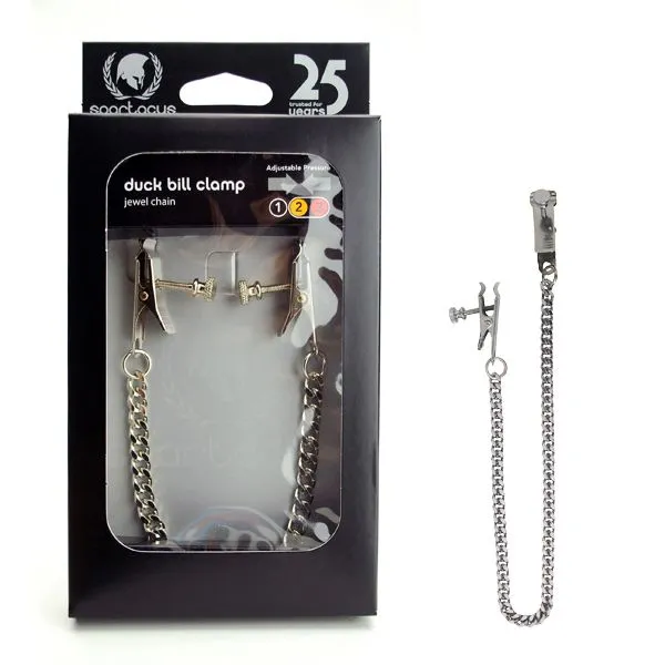 Female Sex Toys Spartacus Spartacus Adjustable Duck Bill Nipple Clamps with Jewel Chain Female Sex Toys Spartacus Spartacus Adjustable Duck Bill Nipple Clamps with Jewel Chain