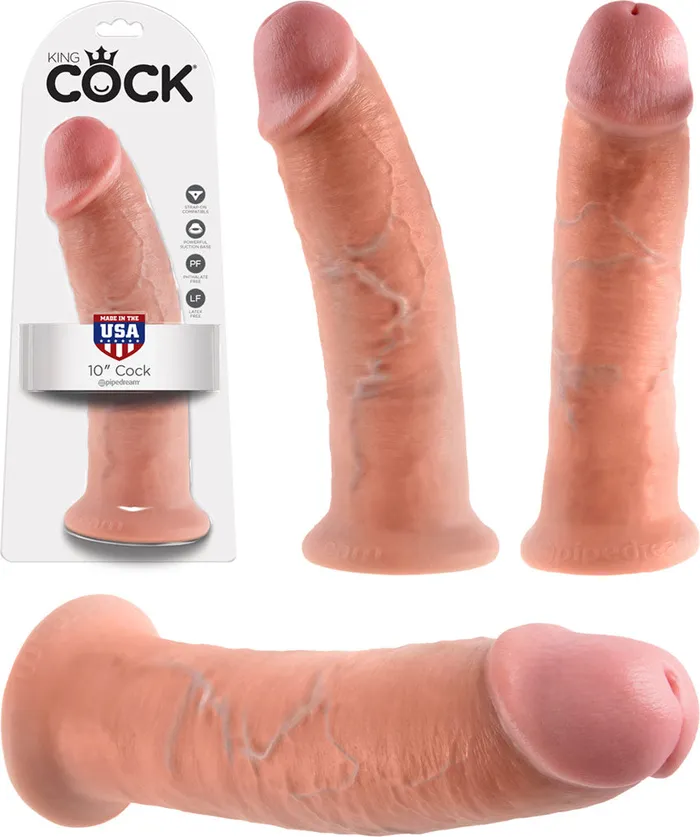 Jcap Pipedream King Cock Thick Realistic Dildo with Suction Cup Mount Base 10 inch Flesh Dildos