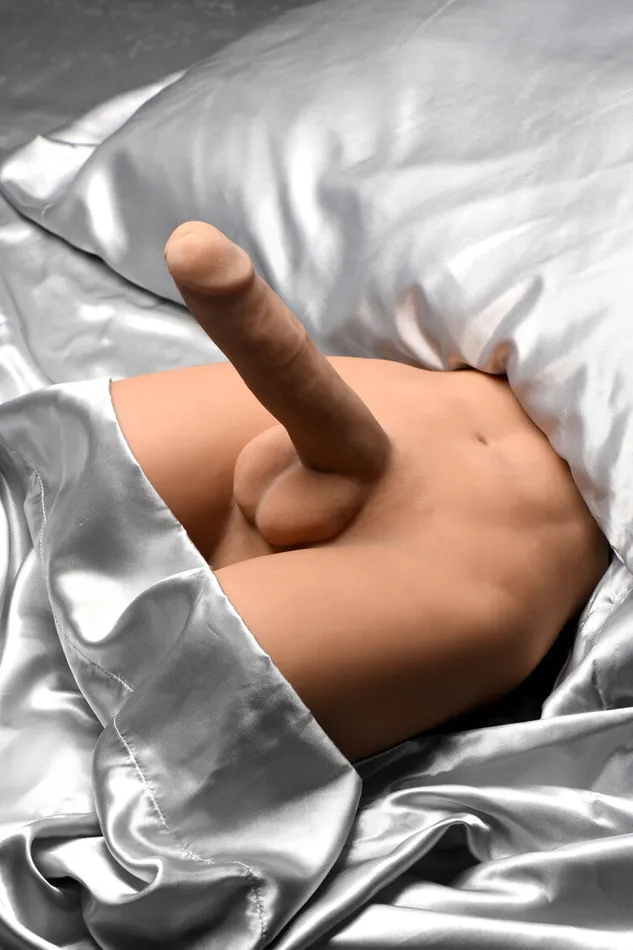 Jock Vibrating Squeezing Torso Masturbator with Posable 7 in Dildo Curve Toys Male Sex Toys