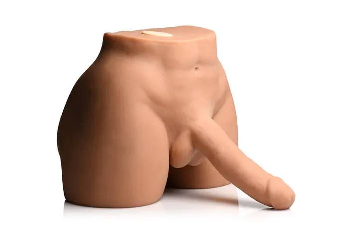 Jock Vibrating Squeezing Torso Masturbator with Posable 7 in Dildo Curve Toys Male Sex Toys