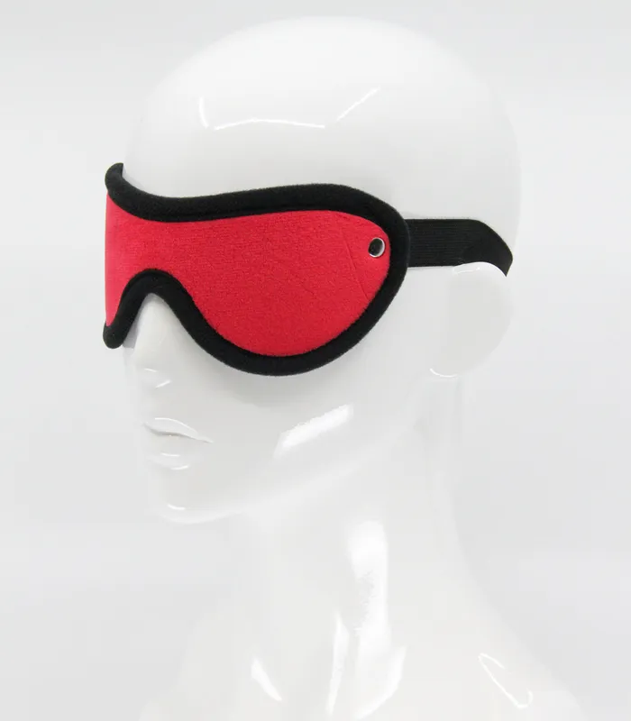 Love in Leather Anal Red Soft Faux Fur Blindfold with Soft Black Edging One SizeRed
