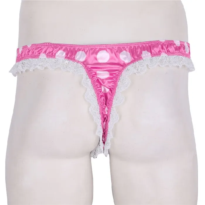 Male Sex Toys EVEs SECRETS Mens Shiny Satin Ruffle Lace Panties Male High Cut Sissy Underwear Lingerie
