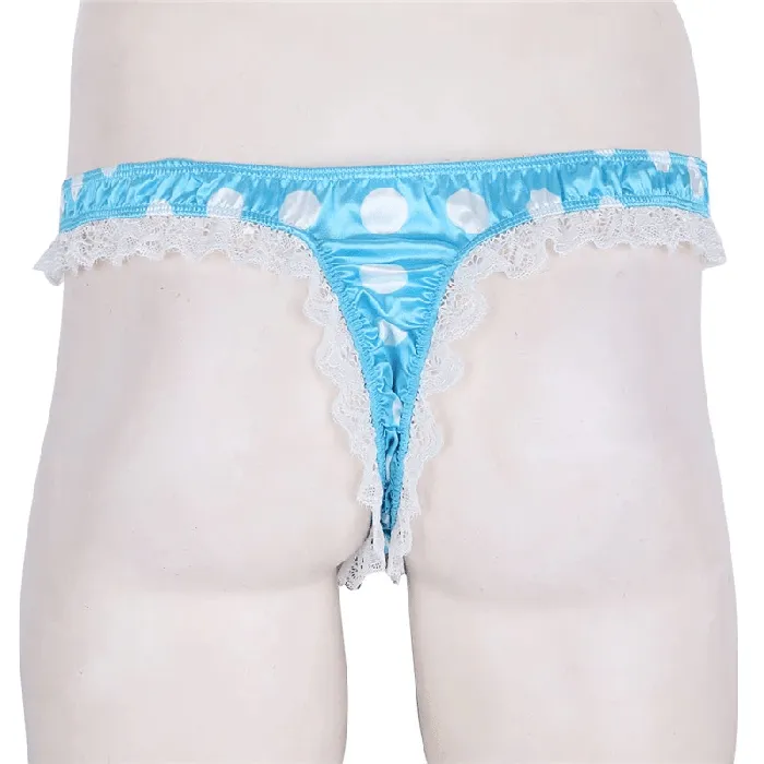 Male Sex Toys EVEs SECRETS Mens Shiny Satin Ruffle Lace Panties Male High Cut Sissy Underwear Lingerie