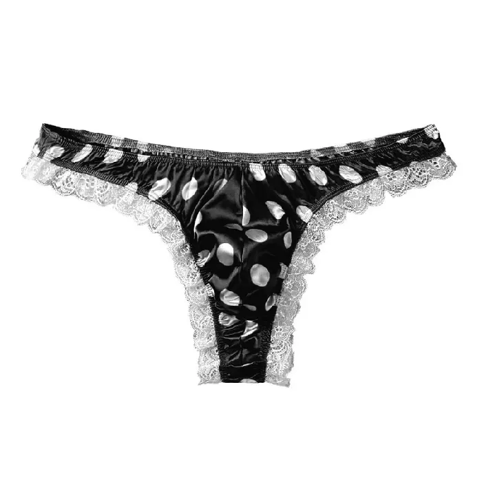 Male Sex Toys EVEs SECRETS Mens Shiny Satin Ruffle Lace Panties Male High Cut Sissy Underwear Lingerie