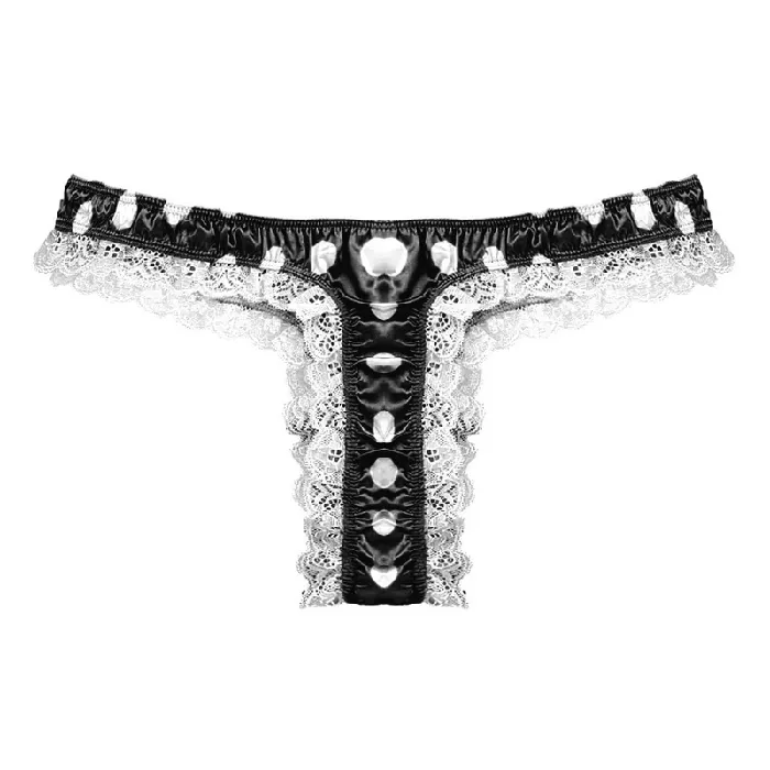 Male Sex Toys EVEs SECRETS Mens Shiny Satin Ruffle Lace Panties Male High Cut Sissy Underwear Lingerie