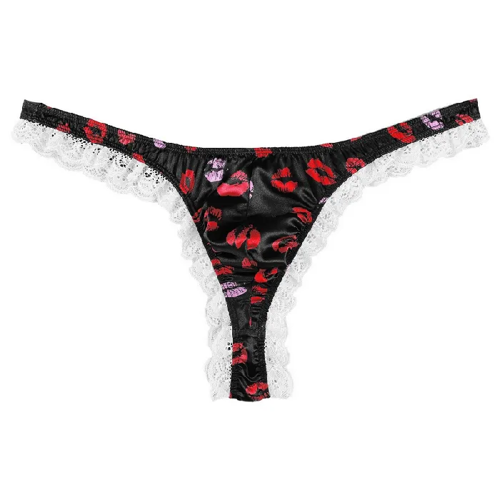 Male Sex Toys EVEs SECRETS Mens Shiny Satin Ruffle Lace Panties Male High Cut Sissy Underwear Lingerie