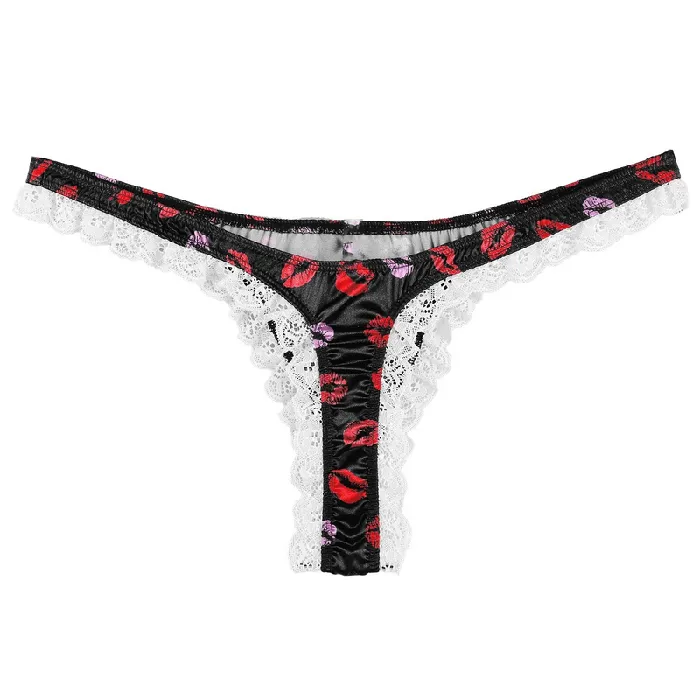 Male Sex Toys EVEs SECRETS Mens Shiny Satin Ruffle Lace Panties Male High Cut Sissy Underwear Lingerie