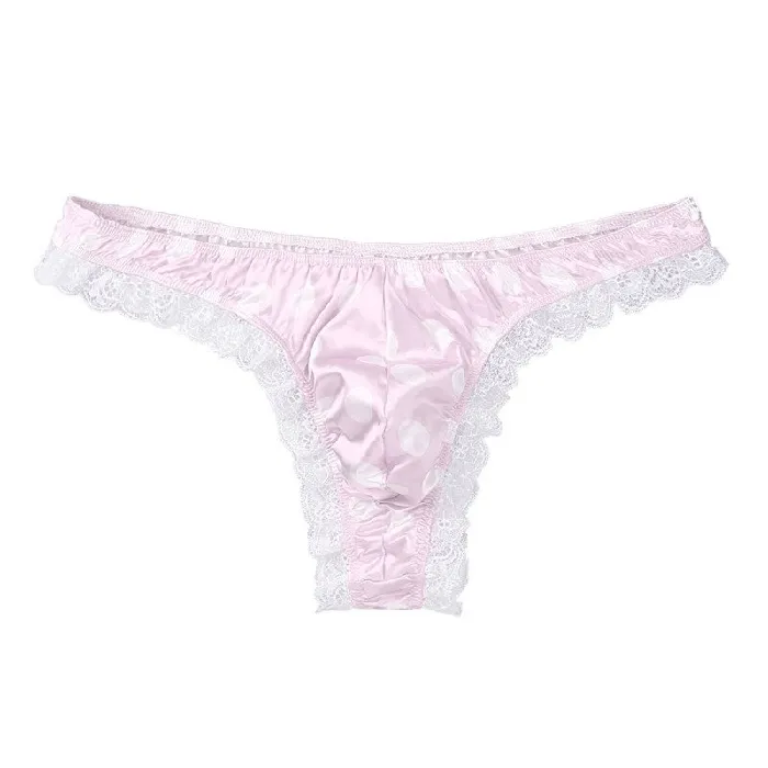 Male Sex Toys EVEs SECRETS Mens Shiny Satin Ruffle Lace Panties Male High Cut Sissy Underwear Lingerie