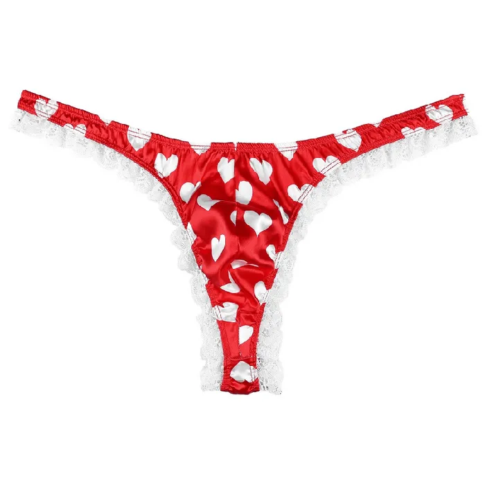 Male Sex Toys EVEs SECRETS Mens Shiny Satin Ruffle Lace Panties Male High Cut Sissy Underwear Lingerie