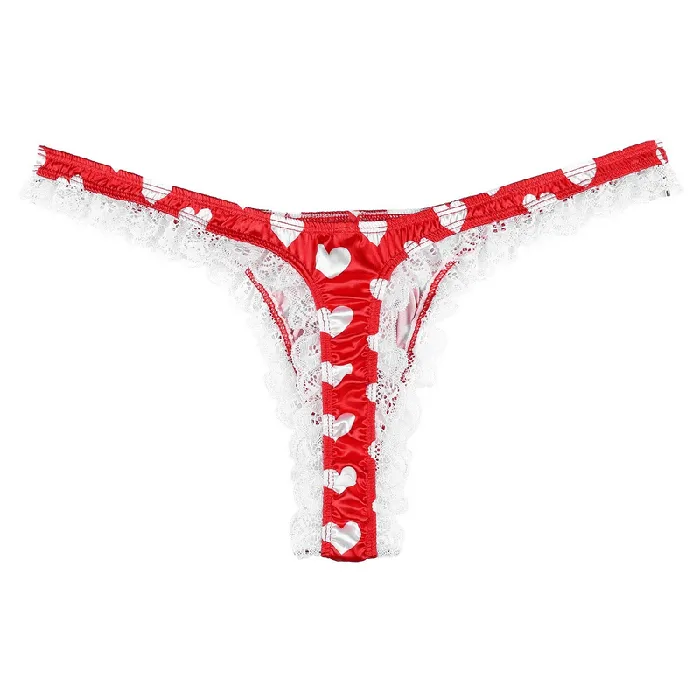 Male Sex Toys EVEs SECRETS Mens Shiny Satin Ruffle Lace Panties Male High Cut Sissy Underwear Lingerie