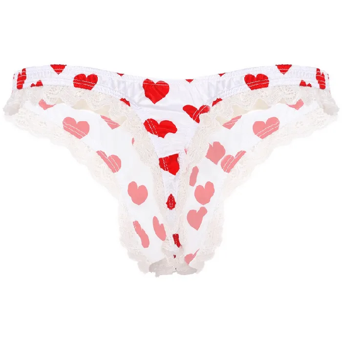 Male Sex Toys EVEs SECRETS Mens Shiny Satin Ruffle Lace Panties Male High Cut Sissy Underwear Lingerie