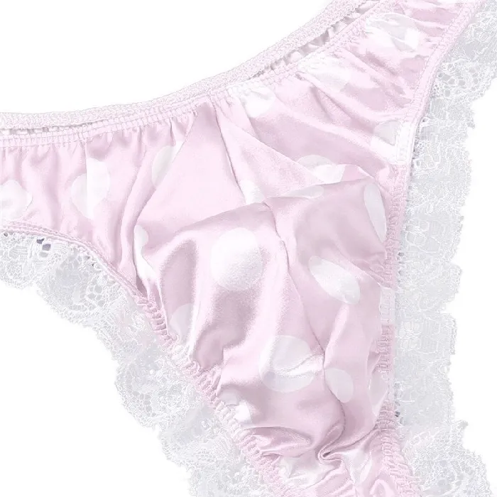 Male Sex Toys EVEs SECRETS Mens Shiny Satin Ruffle Lace Panties Male High Cut Sissy Underwear Lingerie