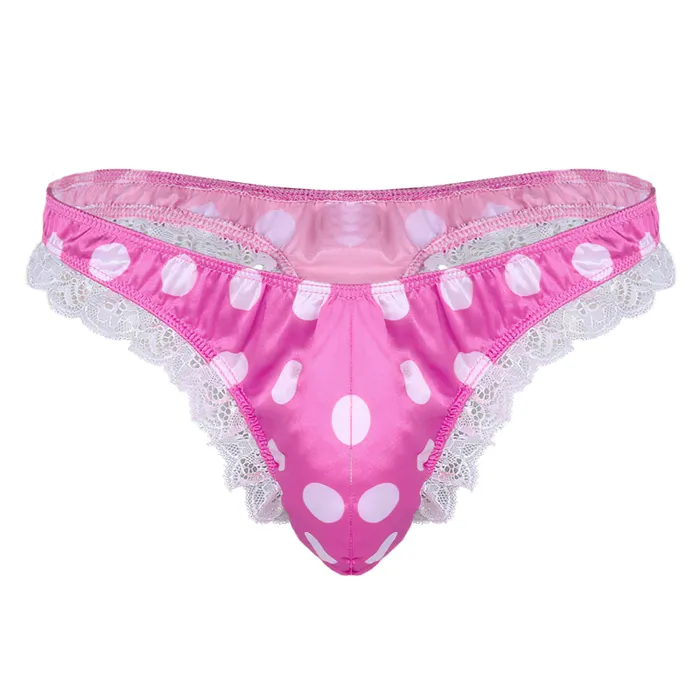 Male Sex Toys EVEs SECRETS Mens Shiny Satin Ruffle Lace Panties Male High Cut Sissy Underwear Lingerie