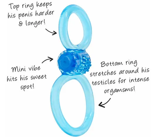 Male Sex Toys Screaming O Screaming O DoubleO 6 Vibrating C Ring Blue