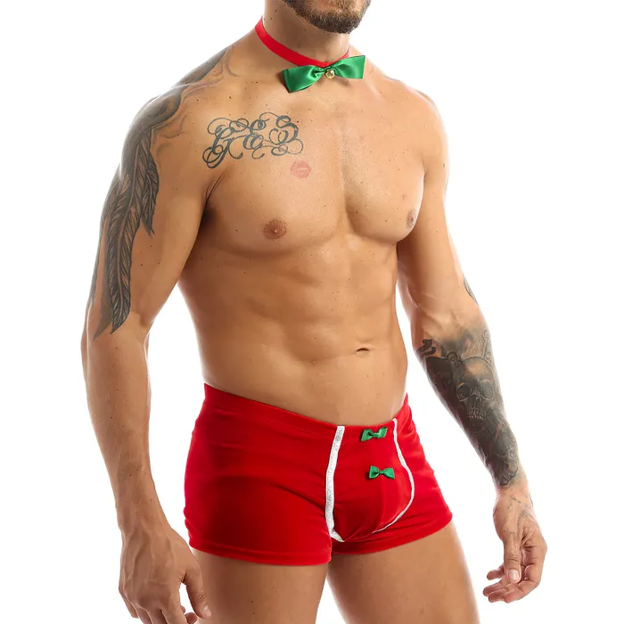 Mens Christmas Fancy Cosplay Costume Sexy RolePlay Red Underwear EVEs SECRETS Anal