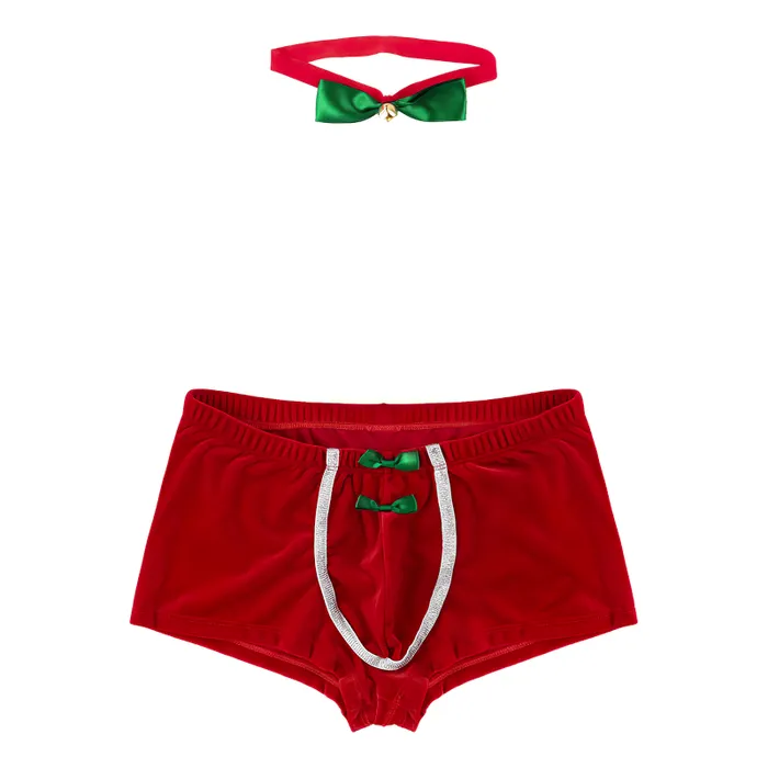 Mens Christmas Fancy Cosplay Costume Sexy RolePlay Red Underwear EVEs SECRETS Anal