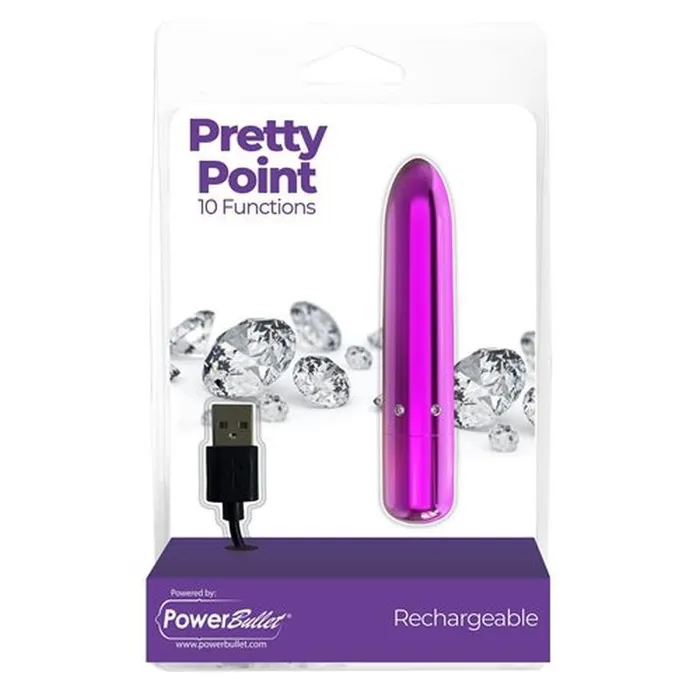PowerBullet Vibrators Pretty Point 4in Power Bullet Purple Purple