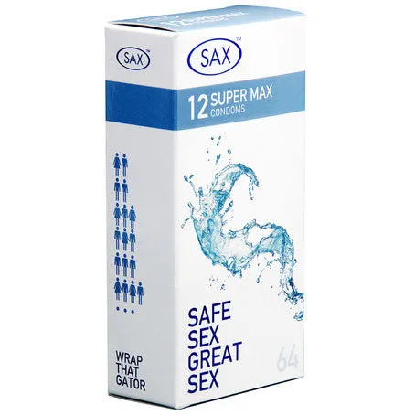 Sax Super Max 12 Pack Condoms Claredale Female Sex Toys