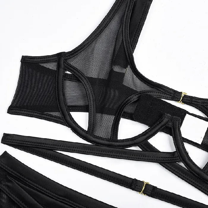 Sexy Strappy Skirted Lingerie Set Bra with Backless Skirt Garters and Panties CutOut Underwear EVEs SECRETS Male Sex Toys