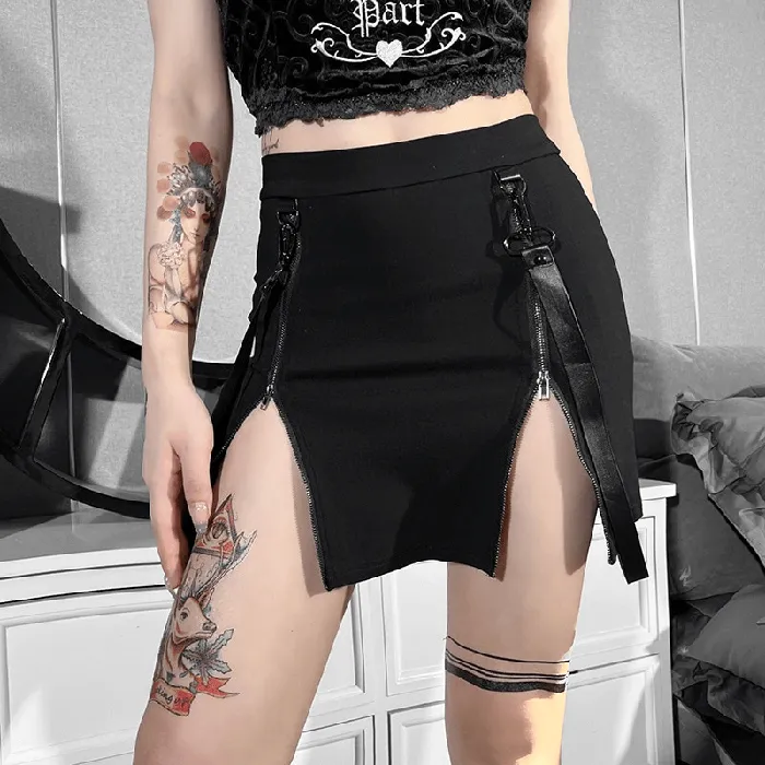 Sexy Womens Mini Skirt Black High Waist Skirt with Zipper Erotic Clothing for Ladies EVEs SECRETS Anal
