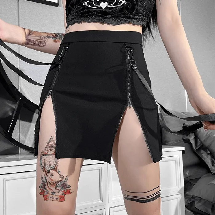 Sexy Womens Mini Skirt Black High Waist Skirt with Zipper Erotic Clothing for Ladies EVEs SECRETS Anal