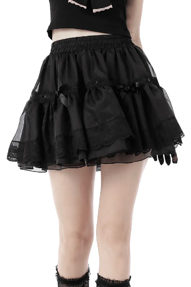 Sophisticated Black Skirt Adorned with Bow Accents EVEs SECRETS Anal