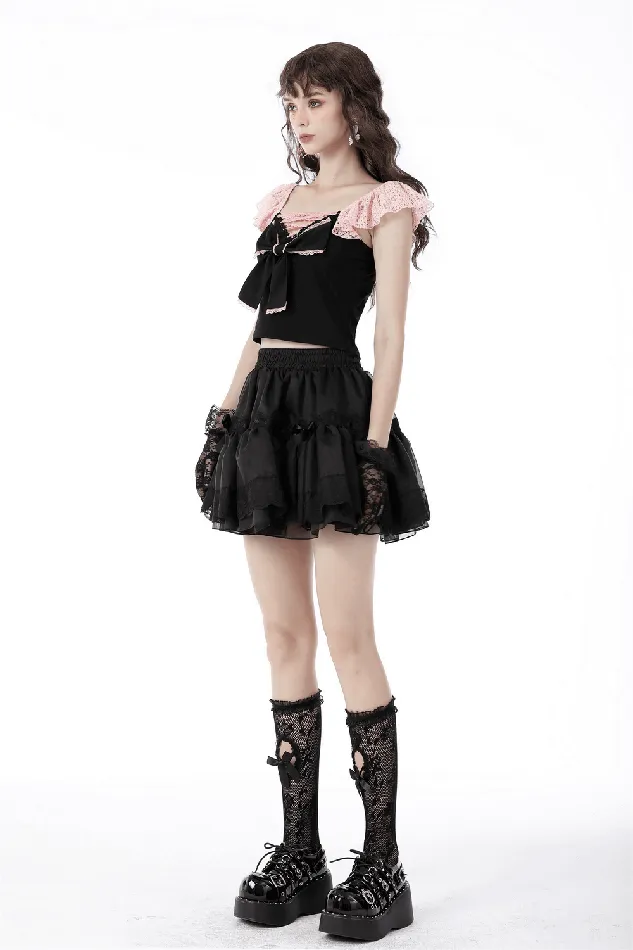 Sophisticated Black Skirt Adorned with Bow Accents EVEs SECRETS Anal
