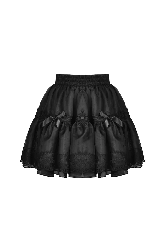 Sophisticated Black Skirt Adorned with Bow Accents EVEs SECRETS Anal