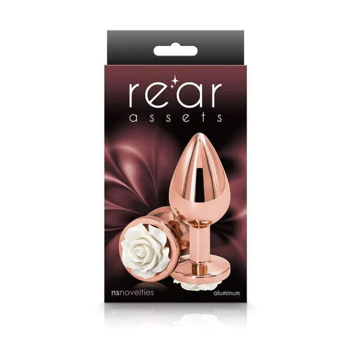 Anal NS Novelties Rear Assets Rose Butt Plug Medium White