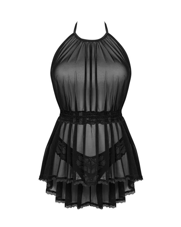 Babydoll 3 Pcs Black Mesh SemiTransparent Sleepwear with Belt and GString FRISKY BUSINESS SG Anal Babydoll 3 Pcs Black Mesh SemiTransparent Sleepwear with Belt and GString FRISKY BUSINESS SG Anal