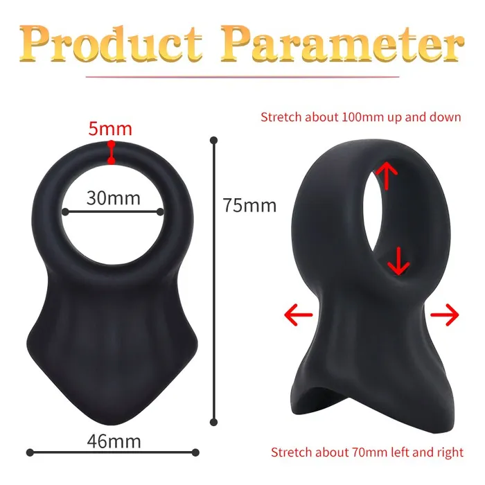BallbustingToyscom Male Sex Toys Soft Black Silicone Penis and Testicle Ring