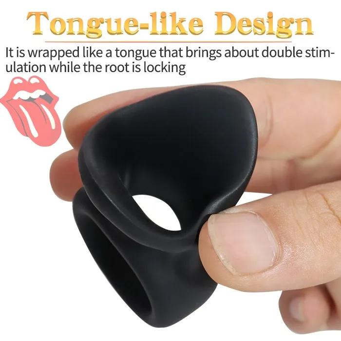 BallbustingToyscom Male Sex Toys Soft Black Silicone Penis and Testicle Ring