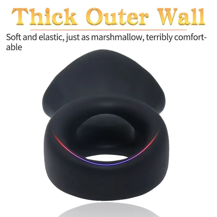 BallbustingToyscom Male Sex Toys Soft Black Silicone Penis and Testicle Ring