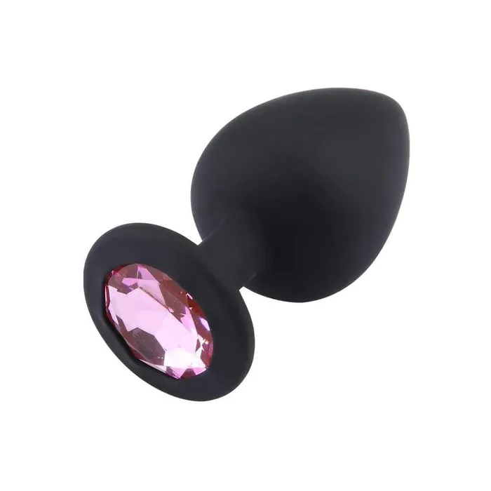 Black Silicone Butt Plug with Round Gem Large Pink AotoWholesale China Anal