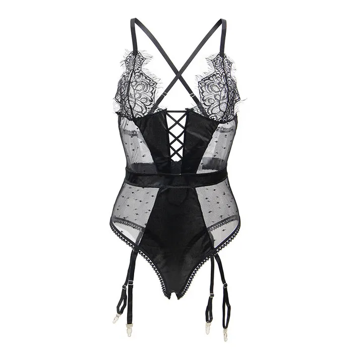 Couples Teddy 1 Pc Deluxe Satin Lace Lingerie with Garter FRISKY BUSINESS SG