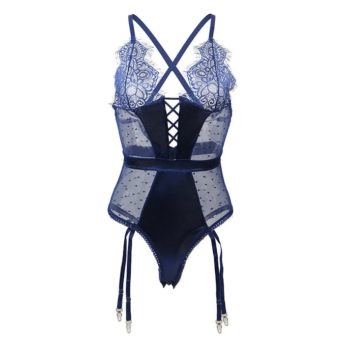 Couples Teddy 1 Pc Deluxe Satin Lace Lingerie with Garter FRISKY BUSINESS SG