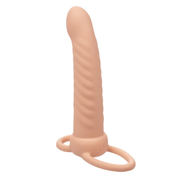 Female Sex Toys Rechargeable Ribbed Dual Penetrator Ivory CalExotics