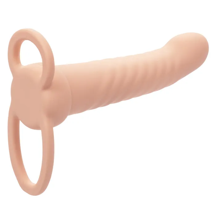 Female Sex Toys Rechargeable Ribbed Dual Penetrator Ivory CalExotics
