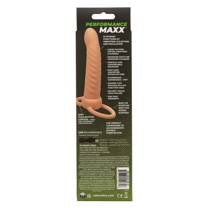 Female Sex Toys Rechargeable Ribbed Dual Penetrator Ivory CalExotics